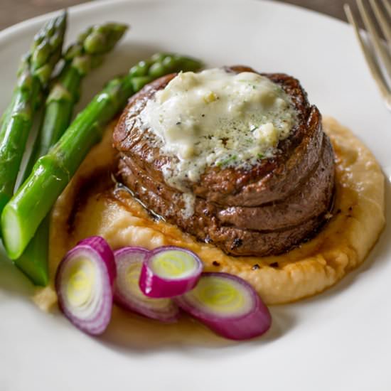 Steak with Gorgonzola Herb Butter