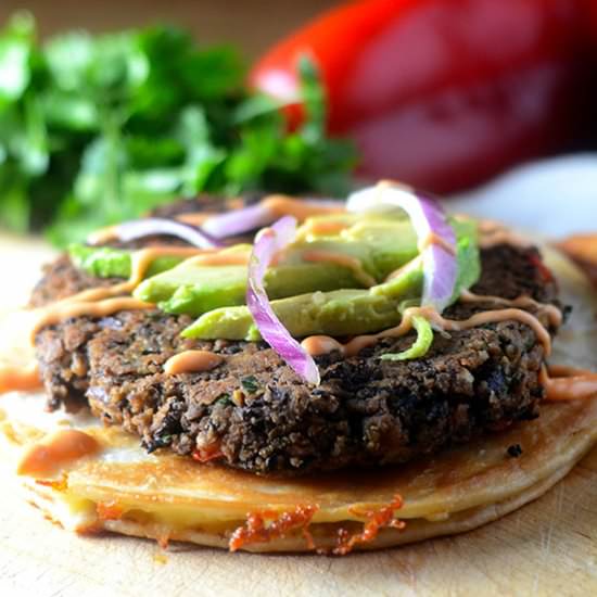 Black Bean Burger Quesadilla