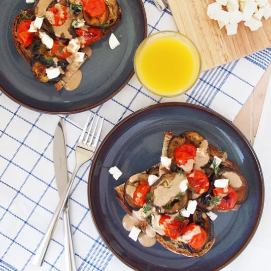 Black Garlic and Aubergine Toast