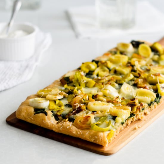 Spinach and leek flatbread