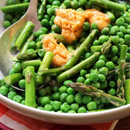 Asparagus & Peas with Miso Butter