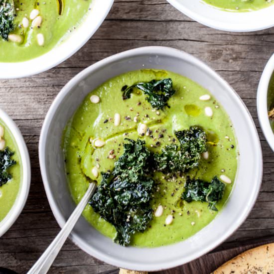 Roasted Cauliflower & Kale Soup