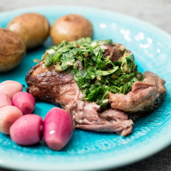 Slow Roasted Lamb with Salsa Verde