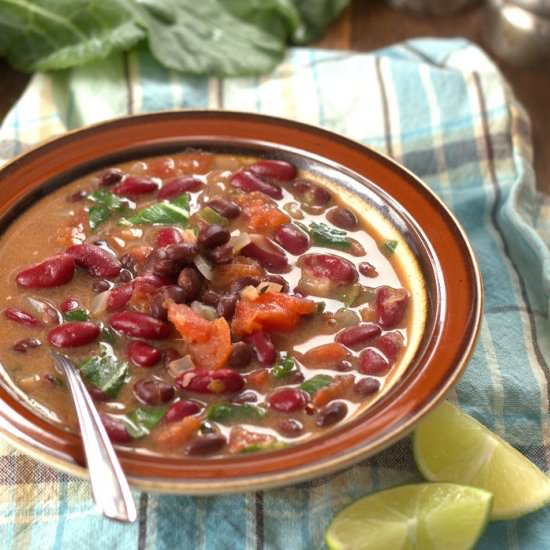 Caribbean Bean Soup with Collards