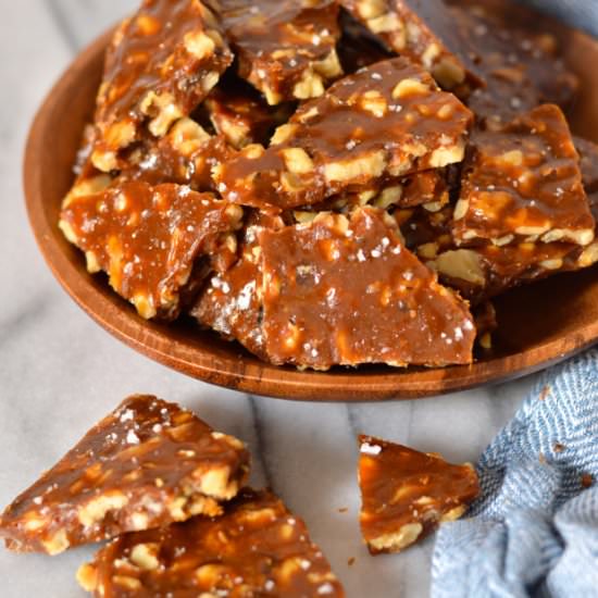 Maple and molasses walnut brittle