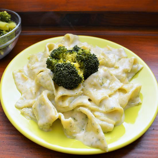 Homemade pasta with broccoli