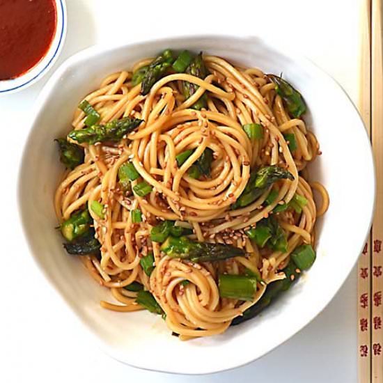 Sesame Asparagus Noodle Bowl