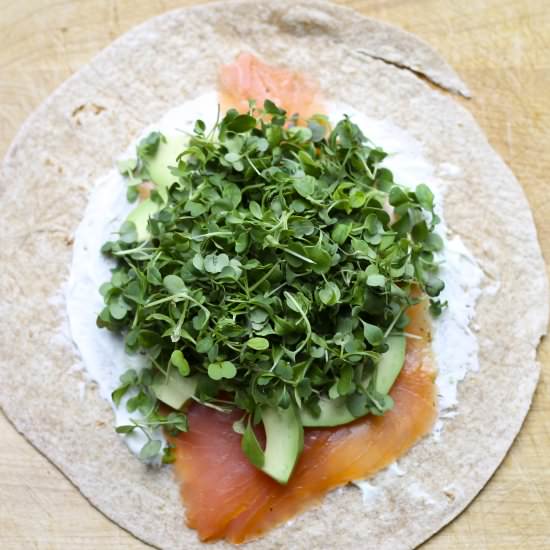 Salmon and Arugula Sandwich Wrap
