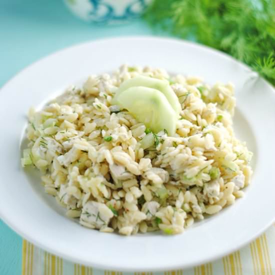 Lemony Orzo Salad with Chicken