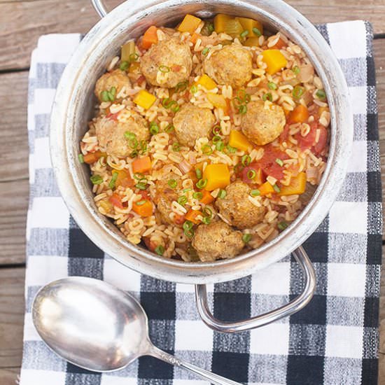 Alphabet Soup with Meatballs