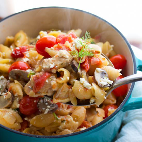 One Pot Chicken Feta Dill Pasta
