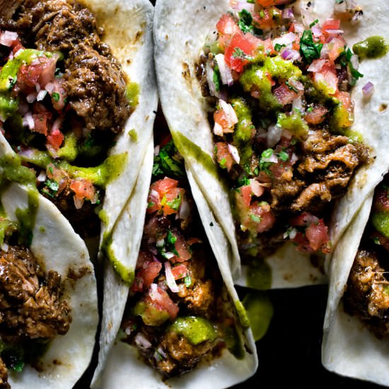 Jerked sriracha pork taco