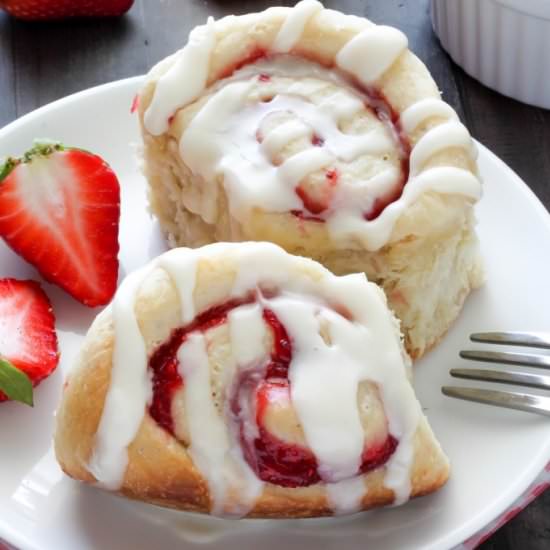 Strawberry Rolls with Vanilla Glaze