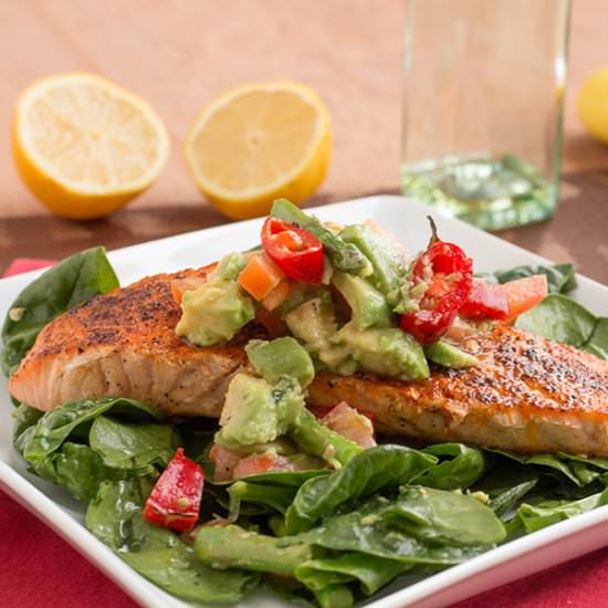 Asparagus-Spinach Salad with Salmon