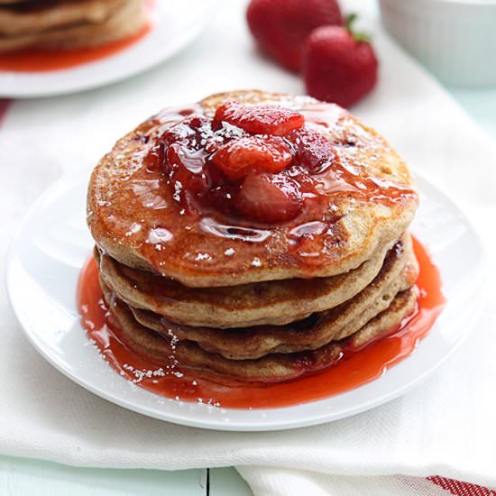 Whole Wheat Strawberry Pancakes