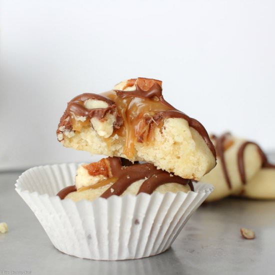 Turtle Twix Thumbprint Cookies