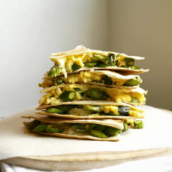 Asparagus egg quesadilla