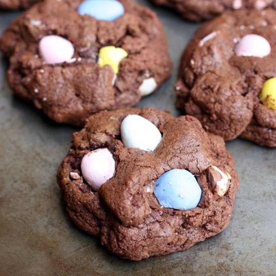 Chocolate Cadbury Egg Cookies