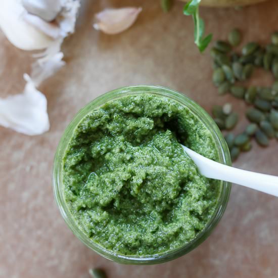 Pea Shoot and Pumpkin Seed Pesto