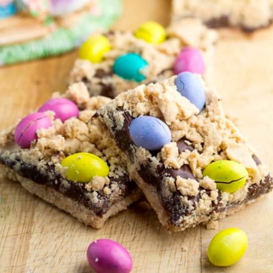 Fudgy Peanut Butter Crumb Bars