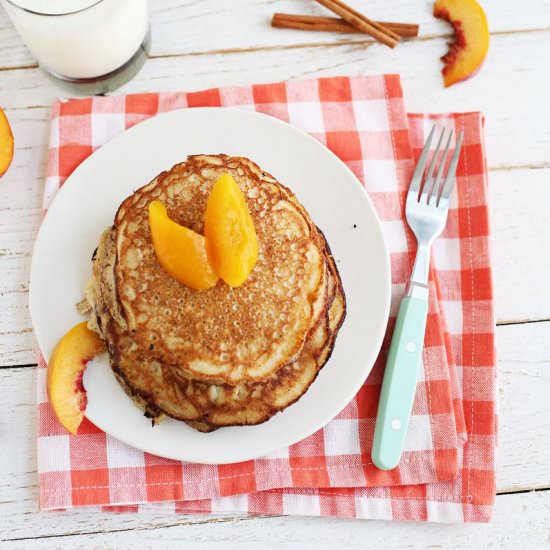 Peaches + Ricotta Pancakes