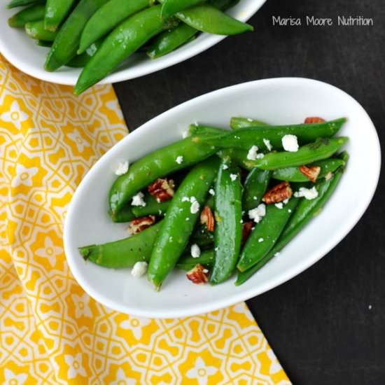 Sugar Snap Peas with Pecans & Feta