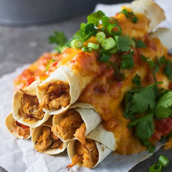 Spicy Smothered Chicken Flautas