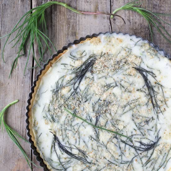 Tart with Agretti and Pecorino