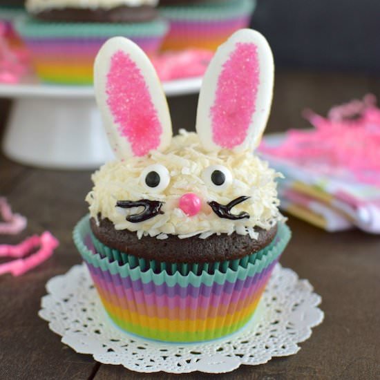 Chocolate Coconut Bunny Cupcakes