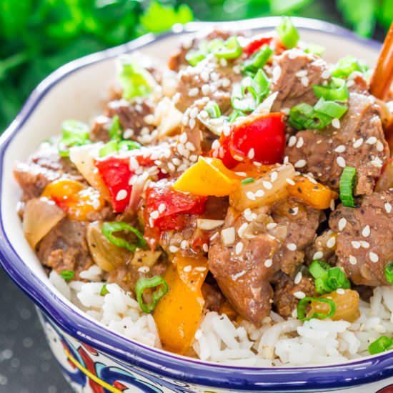 Slow Cooker Beef and Bell Peppers
