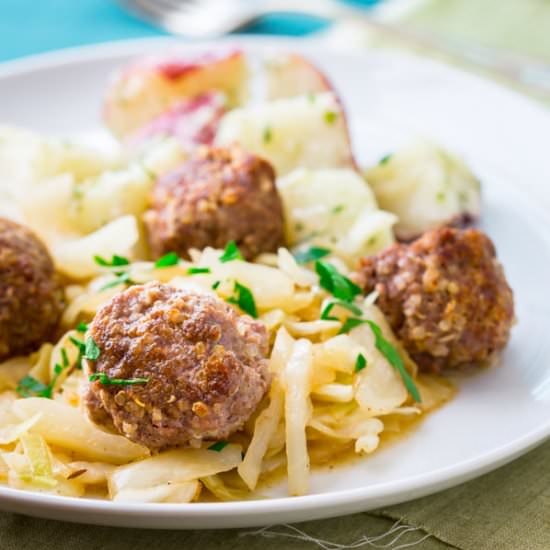 Pork Meatballs with Sauteed Cabbage