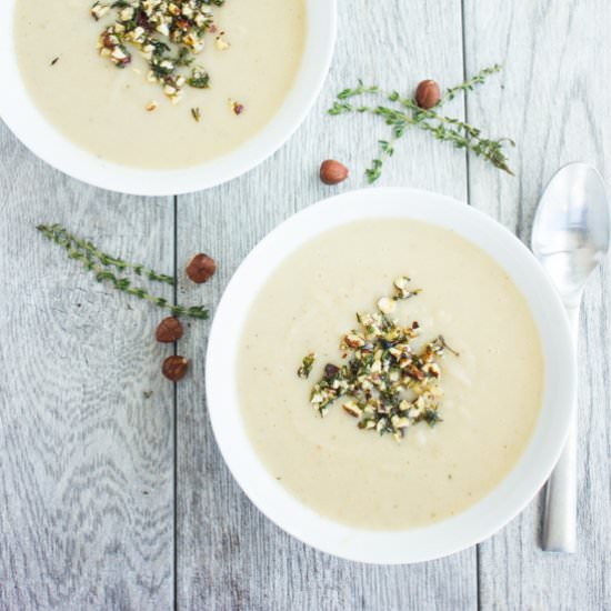 Cauliflower Hazelnut Pear Soup