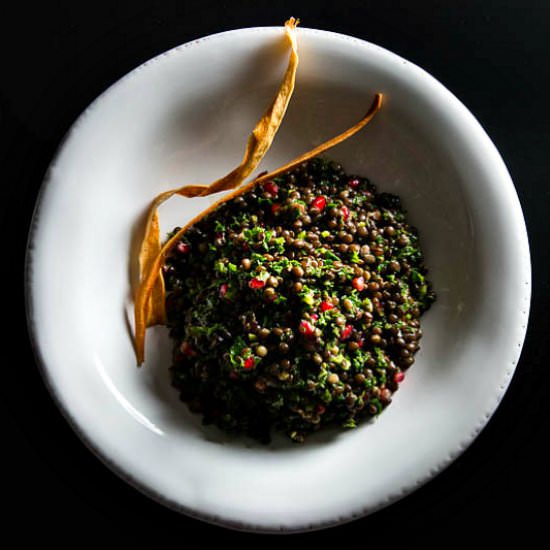 Lentil Salad with Kale & Pomegranate