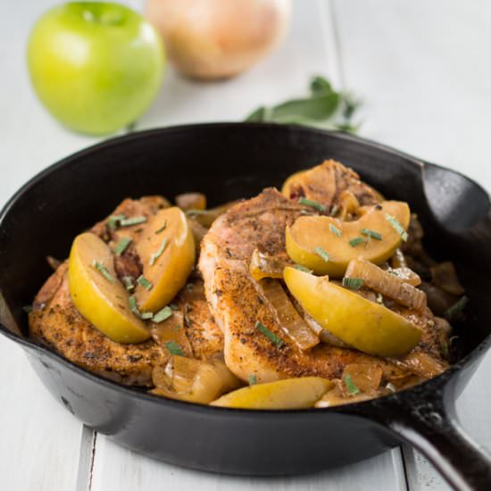 Pork Chops, Apples and Onions