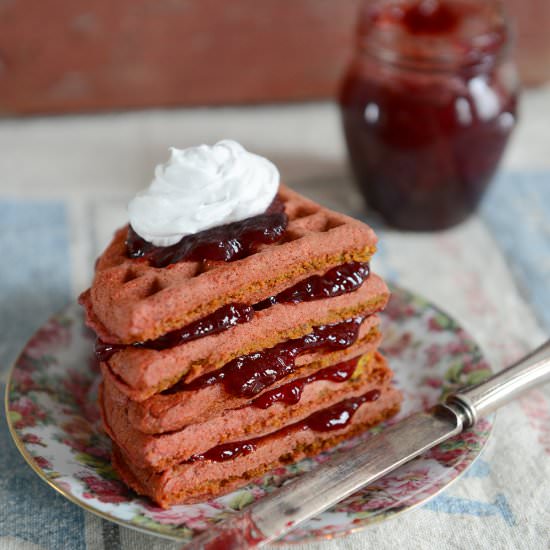 Roasted Beet, Cornmeal Waffles