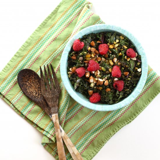 Raspberry Avocado Kale Salad