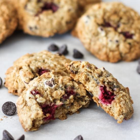 Raspberry Coconut Oatmeal Cookies