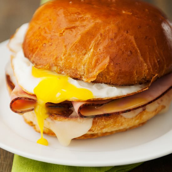 Ham, Swiss, & Egg Brioche Sandwich