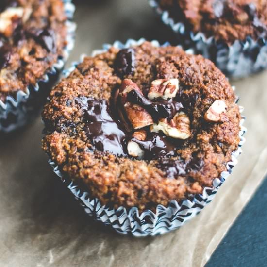 Chocolate chip banana pecan muffins