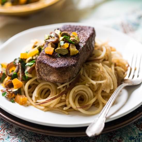 Moroccan Pork with Apple Noodles