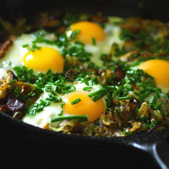 Hash Brown Shiitake Eggs
