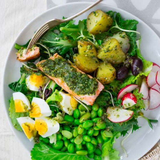 Pesto Salmon Salad Niçoise