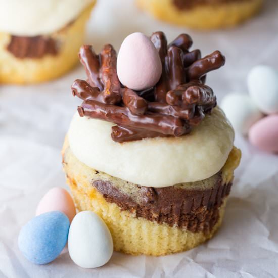 Bird’s Nest Marbled Cupcakes