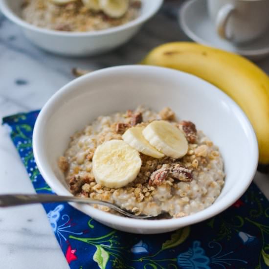 Banana and Streusel Topped Oatmeal