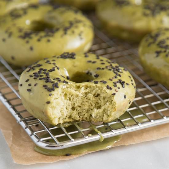 Black Sesame Matcha Donuts