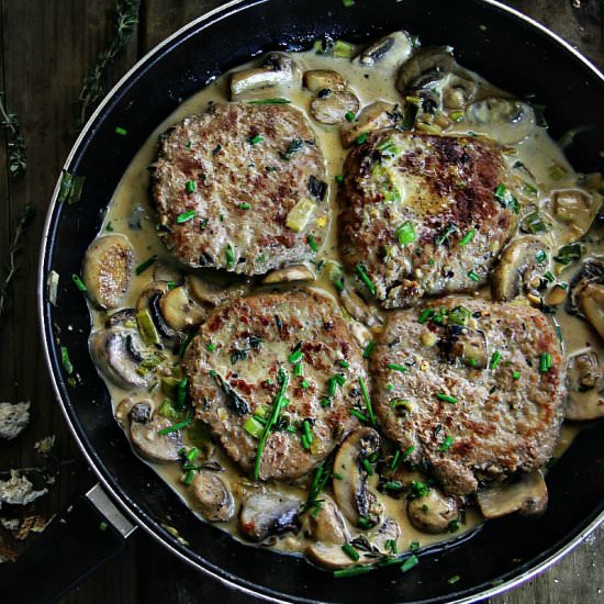 Turkey Patties in Mushroom Sauce