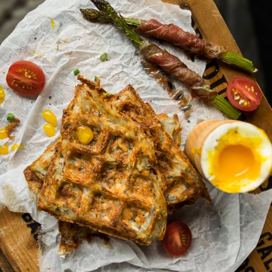 Hashbrown Waffles & Soft Boild Eggs