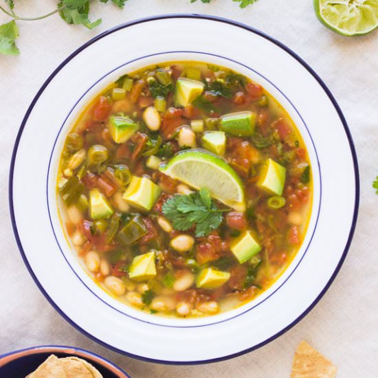 White Bean, Avocado and Lime Soup