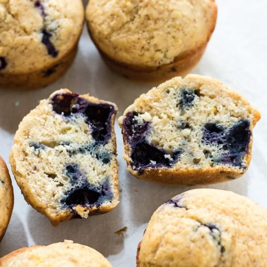 Lemon Almond Blueberry Muffins