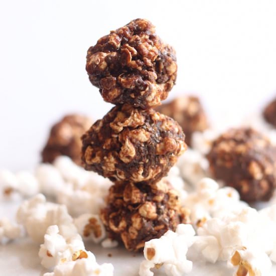 Salted Chocolate Chia Popcorn Balls